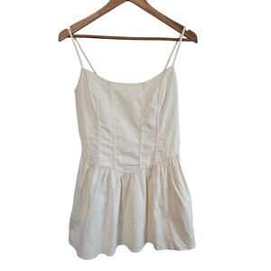Florence By Mills Dress Womens Lg White Linen Mini Boho Coquette Fairy Festival